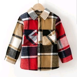 Boys flapped pocket Plaid overcoat